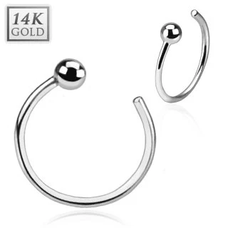 14 Kt White Gold Nose Hoop Ring - 20g Ring - Image 3